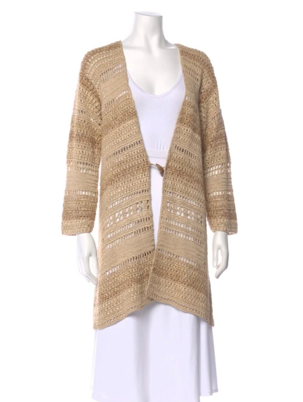 Ralph Lauren Vintage Blue Label Open Crochet HandKnit Cardigan - Msrp $499